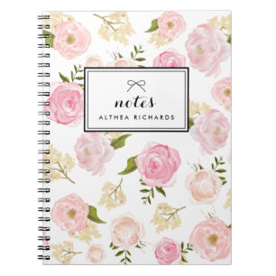 Carnet Aquarelle rose pâle Motif Personnalisé