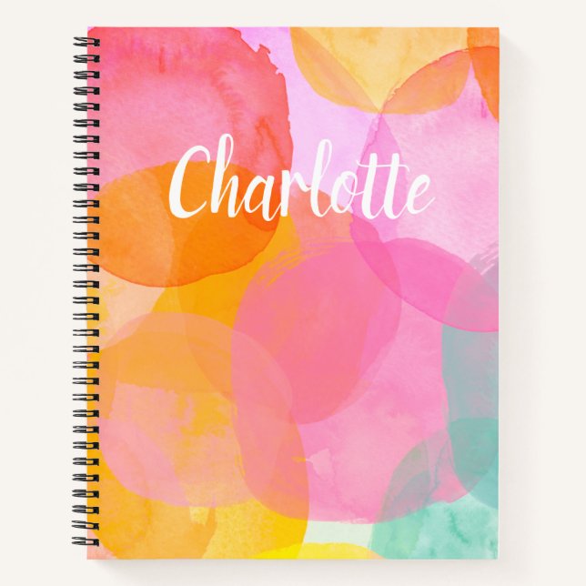 Carnet Aquarelle rose pâle Nom du monogramme du script pe (Devant)