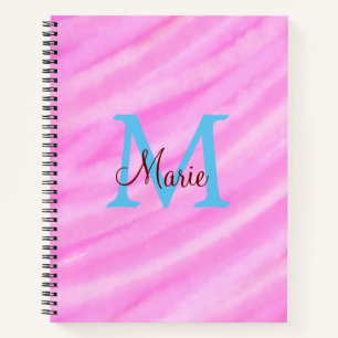 Carnet Aquarelle rose pastel ajouter le titre lettre mono