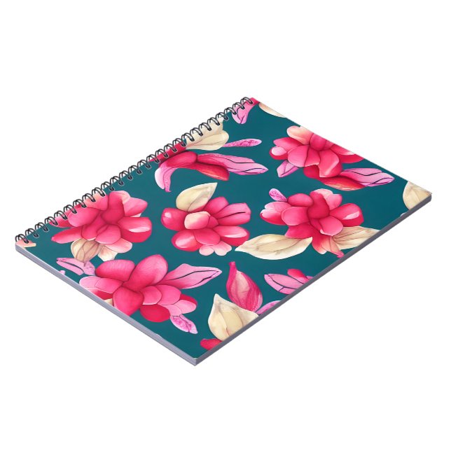 Carnet Aquarelle rose pastel Floral (Côté gauche)