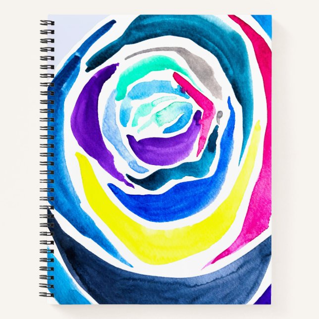 Carnet Aquarelle rose pop art bleu (Devant)