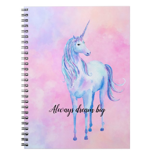 Carnet Aquarelle rose Purple Unicorne (Devant)