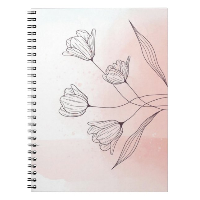 Carnet Aquarelle rose romantique Floral (Devant)