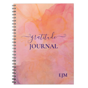 Carnet Aquarelle rose-rose-pourpre de fille Gratitude mon