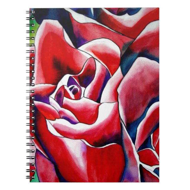Carnet Aquarelle rose roses d'art original (Devant)