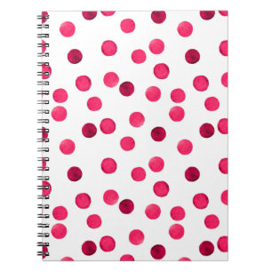 Carnet Aquarelle rouge aquarelle pois motif
