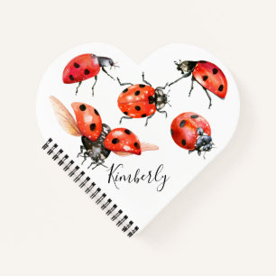 Carnet Aquarelle rouge et noire Ladybug