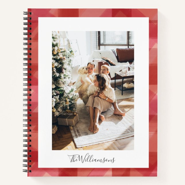 Carnet Aquarelle rouge Plaid Russe Photo Noël (Devant)