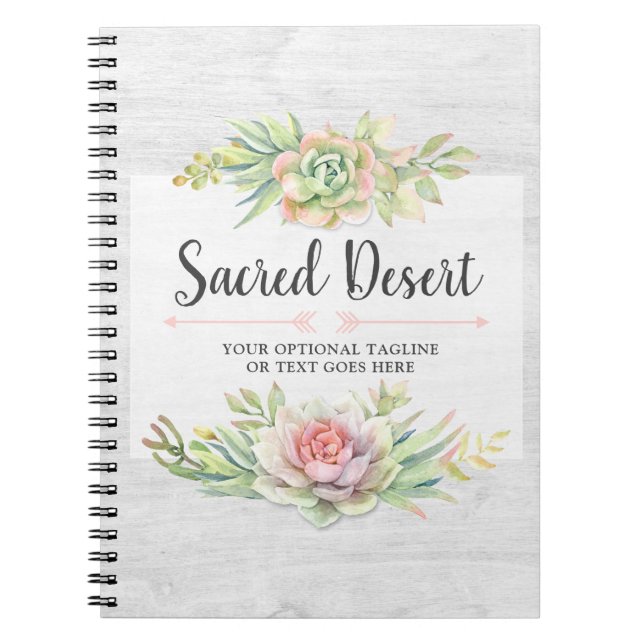 Carnet Aquarelle rustique succulente désert cactus bohème (Devant)
