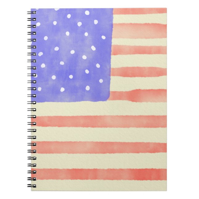Carnet Aquarelle rustique USA drapeau américain (Devant)
