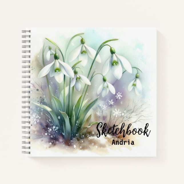 Carnet Aquarelle Snowdrop Flowers Sketchbook (Devant)