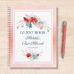 Carnet Aquarelle Succulent Floral Bat mitzvah botanique<br><div class="desc">Ce design présente d'élégants bouquets floraux succulents aquarelle en bleu et argent doux avec des fleurs rouges vives sur un arrière - plan blanc avec une bordure de corail brillant. Personnalisez avec vos détails Bat mitzvah en modifiant le texte dans les zones de texte. Conçu pour vous par Evco Studio...</div>