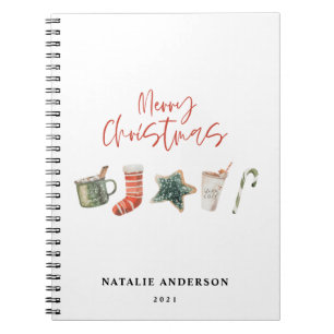 Carnet Aquarelle sucre de canne de boissons de Noël