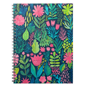 Carnet Aquarelle texture avec fleurs et plantes. Floral