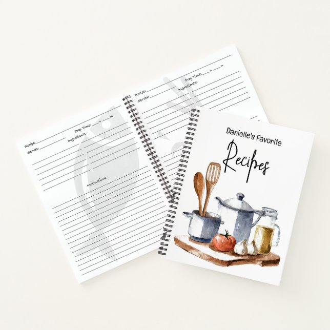 Carnet Aquarelle thème cuisine recette personnalisée (Intérieur)