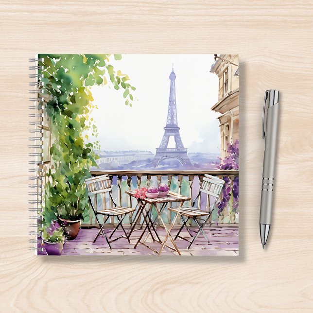Carnet Aquarelle Tour Eiffel Paris Café français (Créateur téléchargé)