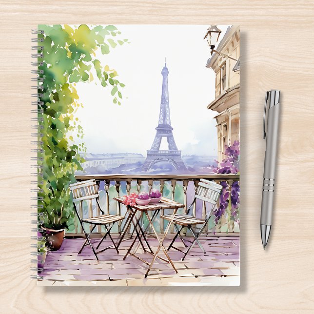 Carnet Aquarelle Tour Eiffel Paris Café français (Créateur téléchargé)