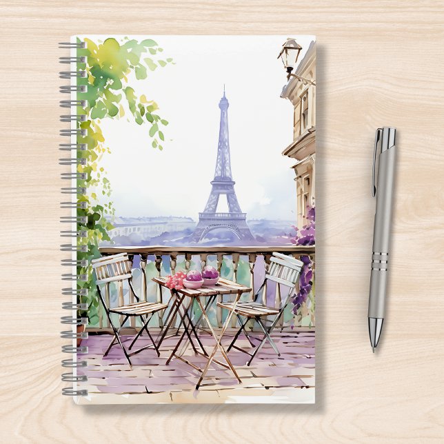 Carnet Aquarelle Tour Eiffel Paris Café français (Créateur téléchargé)