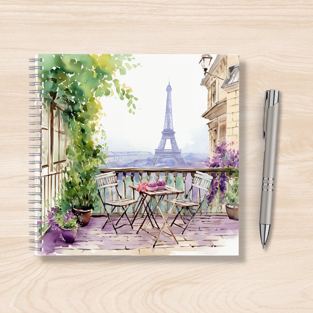 Carnet Aquarelle Tour Eiffel Paris Café français (Créateur téléchargé)
