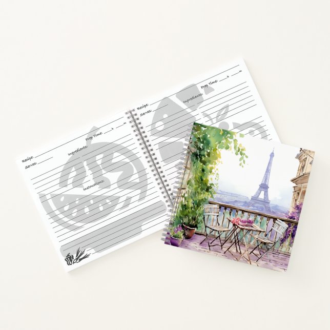 Carnet Aquarelle Tour Eiffel Paris Café français (Intérieur)