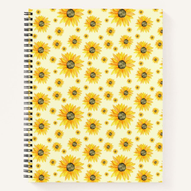 Carnet Aquarelle Tournesols motifs floraux (Devant)