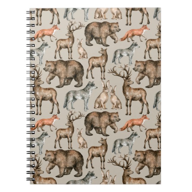 Carnet Aquarelle transparente motif avec animosité de for (Devant)