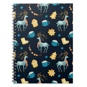 Carnet Aquarelle transparente motif avec cerfs de noël g