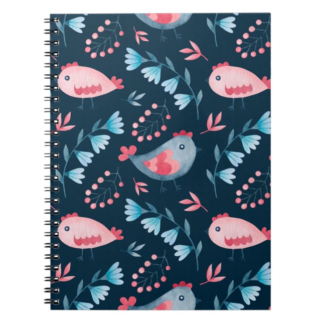 Carnet Aquarelle transparente motif de fleurs de poulets  (Devant)