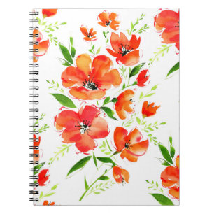 Carnet Aquarelle transparente motif oranges poppies fleur