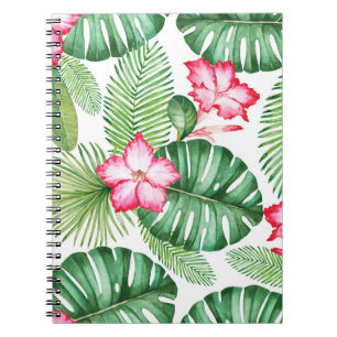 Carnet Aquarelle transparente motif tropical