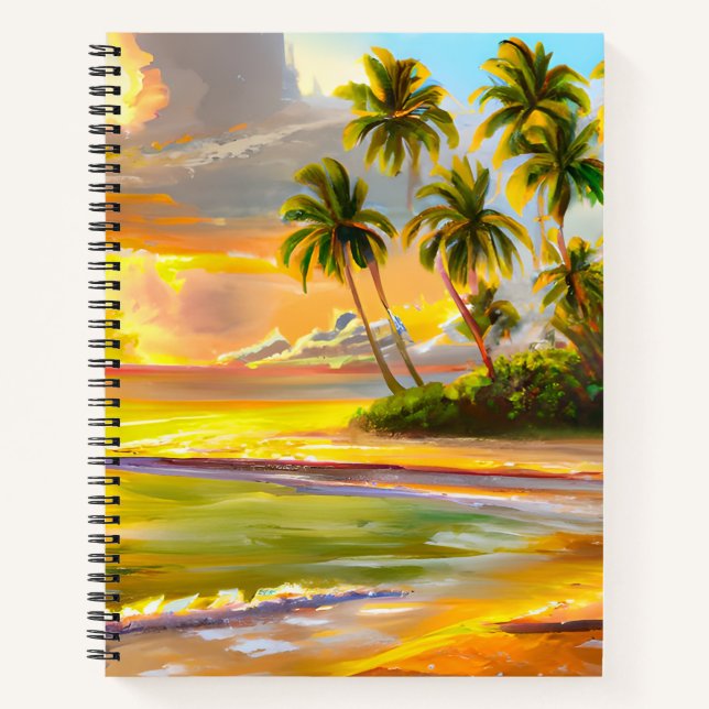 Carnet Aquarelle Tropical Sunset Beach Peinture (Devant)