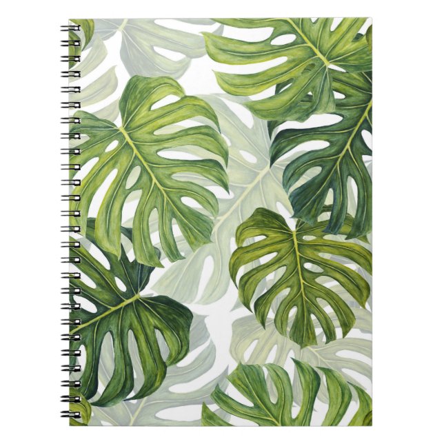 Carnet Aquarelle tropicale de Monstera verte (Devant)