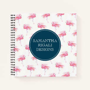 Carnet Aquarelle tropicale Flamants roses roses Personnal