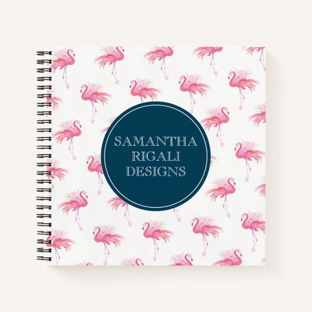 Carnet Aquarelle tropicale Flamants roses roses Personnal (Devant)