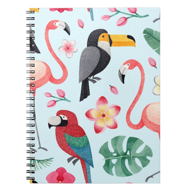 Carnet Aquarelle Tropicale : Fusion Oiseau-Fleur. (Devant)