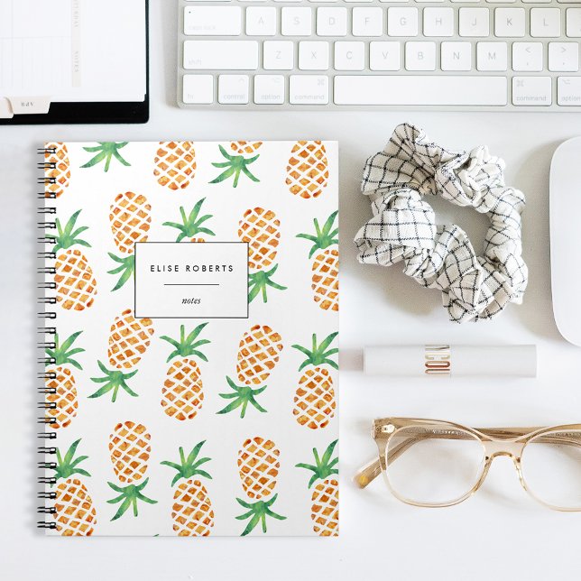 Carnet Aquarelle tropicale Motif d'ananas (Créateur téléchargé)