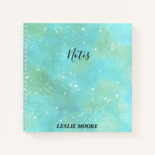 Carnet Aquarelle Turquoise Avec Pointes Blanches