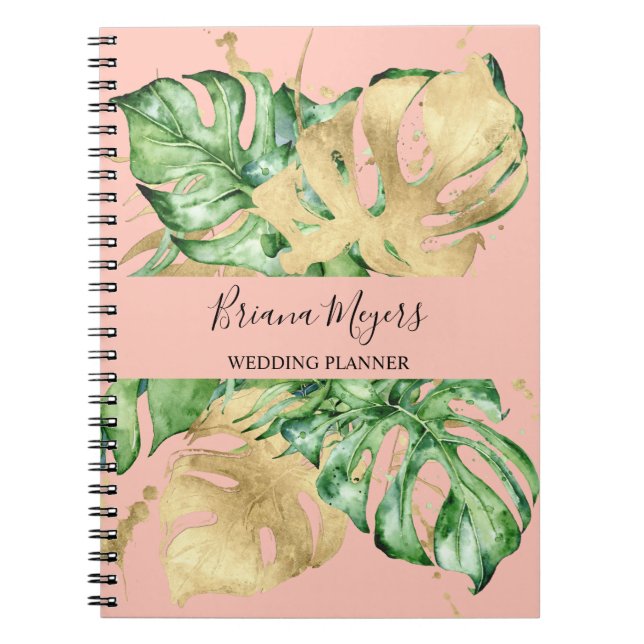 Carnet Aquarelle Verdure Palm Gold Peach Business (Devant)