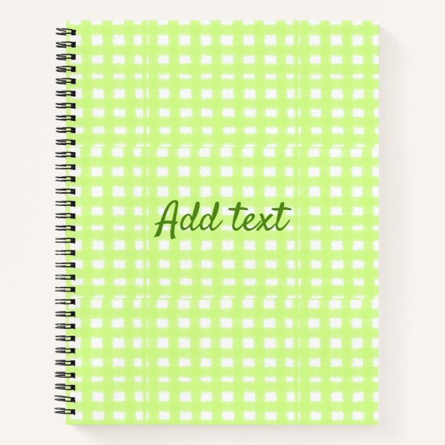 Carnet Aquarelle vert plaid ginham personnalisé ajouter t (Devant)