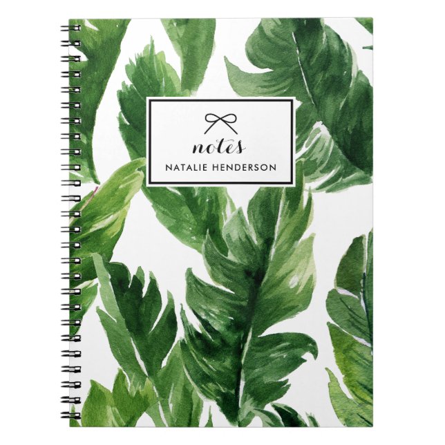 Carnet Aquarelle verte Feuille  Motif (Devant)