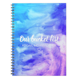 Carnet Aquarelle Vibrante Notre liste de seaux Couple Kee