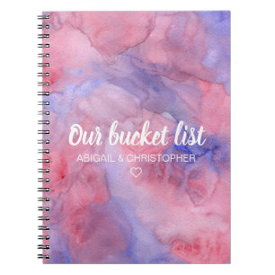 Carnet Aquarelle Vibrante Notre liste de seaux Couple Kee