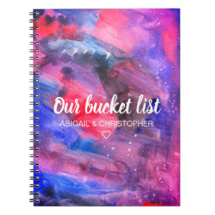 Carnet Aquarelle Vibrante Notre liste de seaux Couple Kee