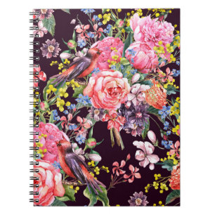 Carnet Aquarelle Vintage Florale sans joint Arrière - pla