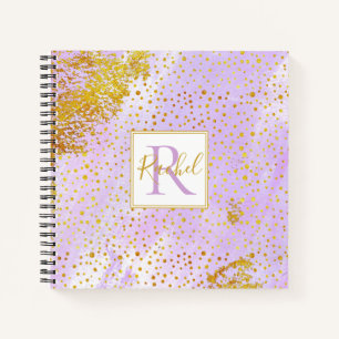 Carnet Aquarelle violet lavande, monogramme de confettis