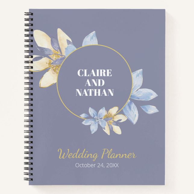 Carnet Aquarelle violet Wedding planner floral (Devant)