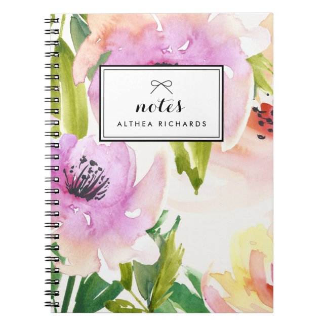 Carnet Aquarelle violette Lys Floral Personnalisé (Devant)