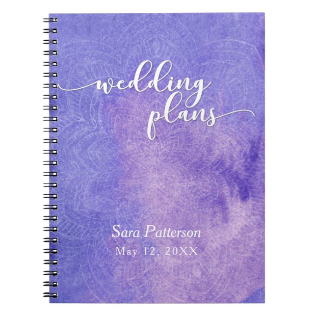 Carnet Aquarelle violette Mandala Wedding planner nuptial (Devant)
