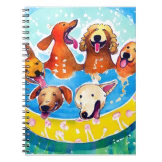 Carnet Aquarelle Whimsical Dogs Pool Poster du Carré de l