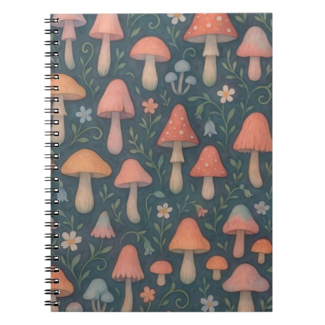 Carnet Aquarelle Whimsical Motif de champignon (Devant)